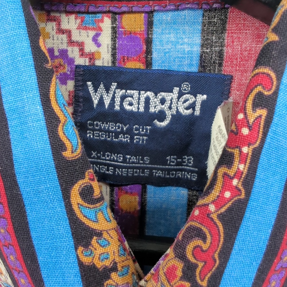 VTG Wrangler Aztec Southwest Geometric Long Sleeve Western USA 15-33 Tail READ - Picture 4 of 14